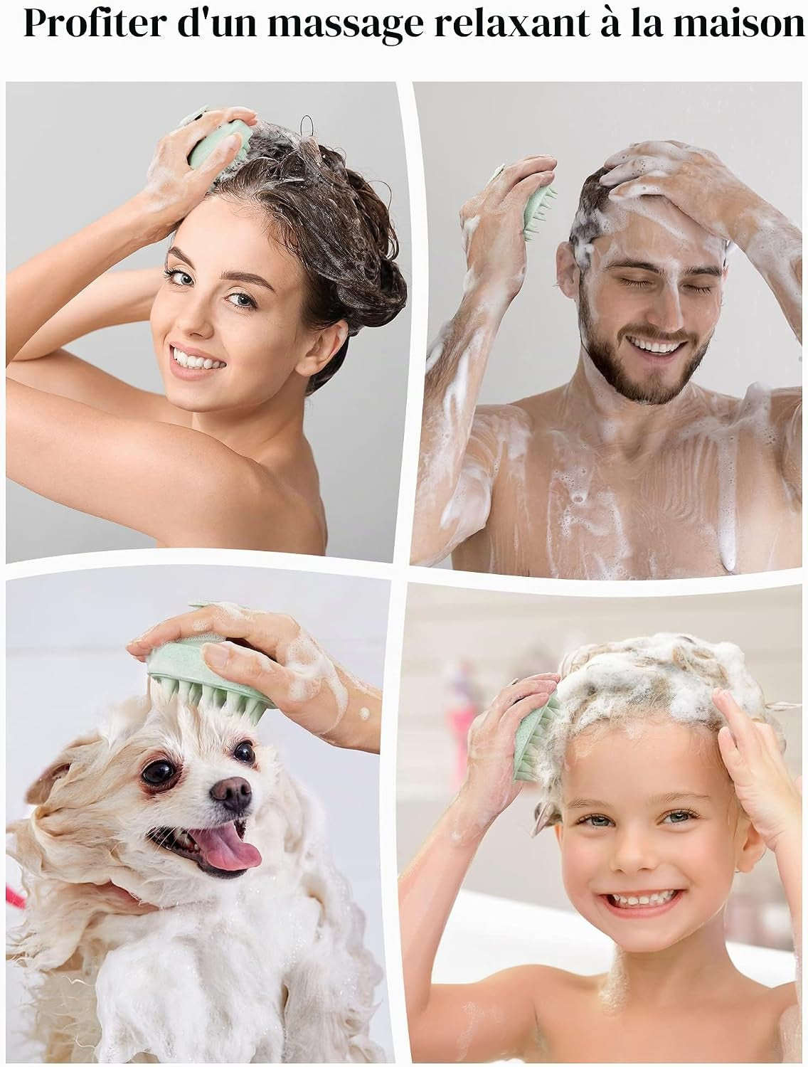 Masseur De Cuir Chevelu Pour La Croissance Des Cheveux, Brosse Pour Cuir Chevelu Avec Poils En Silicone Souple, Épurateur De Cuir Chevelu Pour Cheveux Épais, Fins, Bouclés Et Raides, Vert Menthe