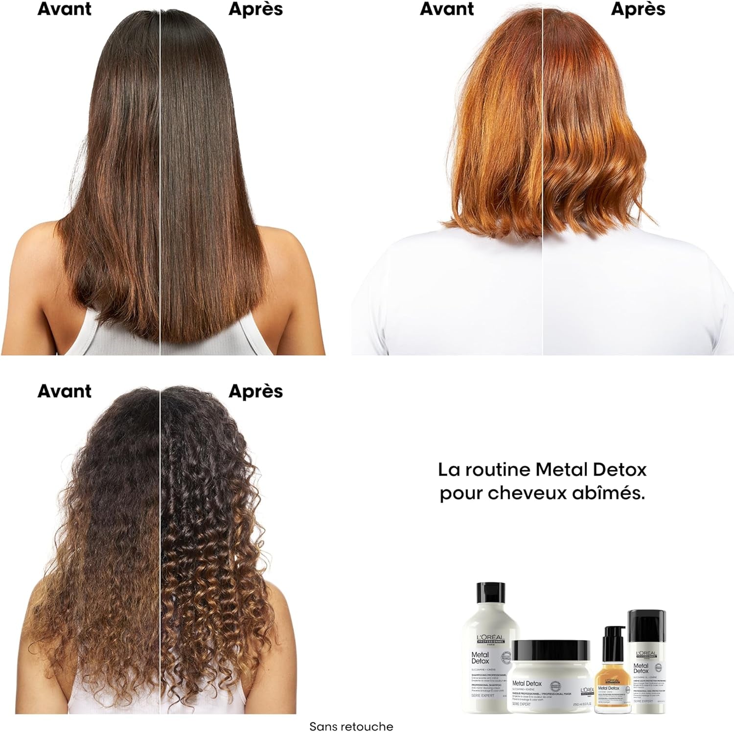 L'OREAL PROFESSIONNEL - Metal Detox - Cheveux Secs Et Abîmés, Raides À Bouclés, Naturels À Colorés - Sans Sulfate - Anti-Casse - +67% De Nutrition - 2X plus De Brillance