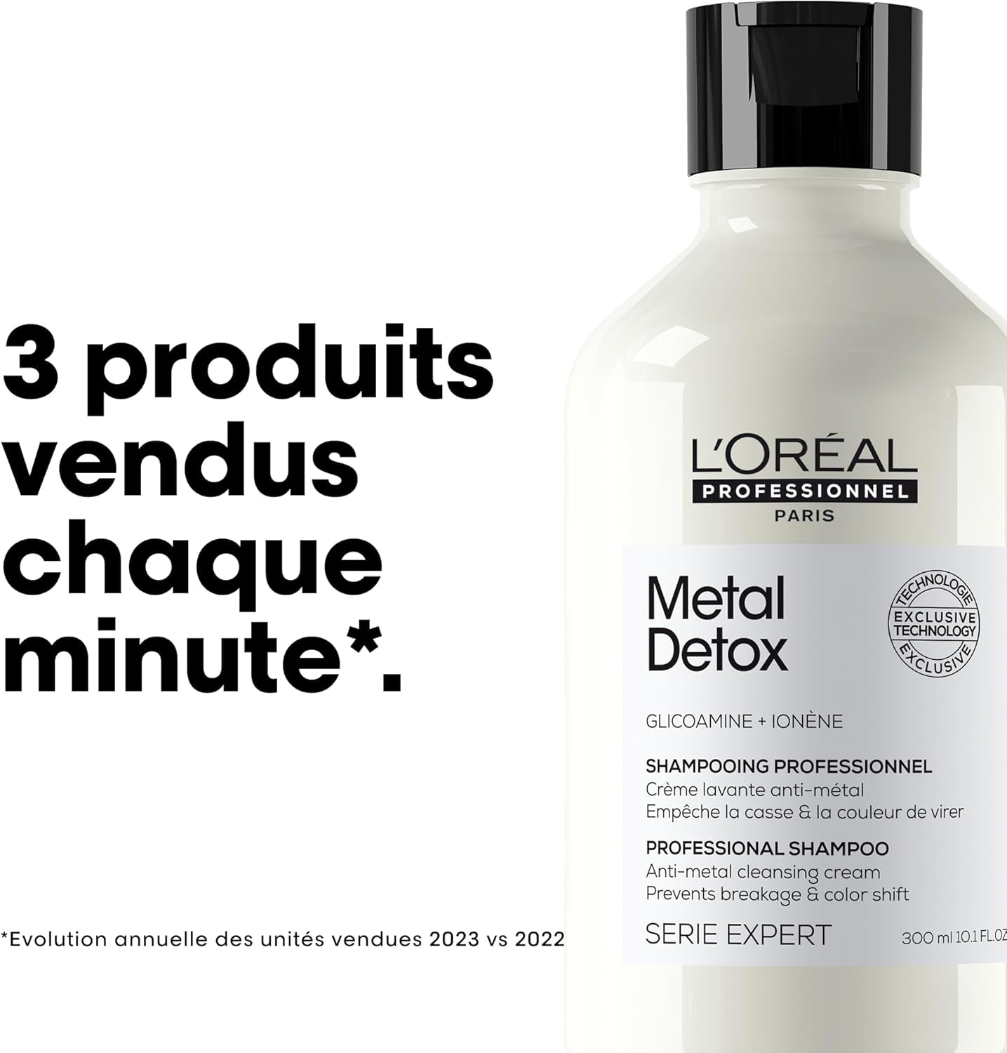 L'OREAL PROFESSIONNEL - Metal Detox - Cheveux Secs Et Abîmés, Raides À Bouclés, Naturels À Colorés - Sans Sulfate - Anti-Casse - +67% De Nutrition - 2X plus De Brillance