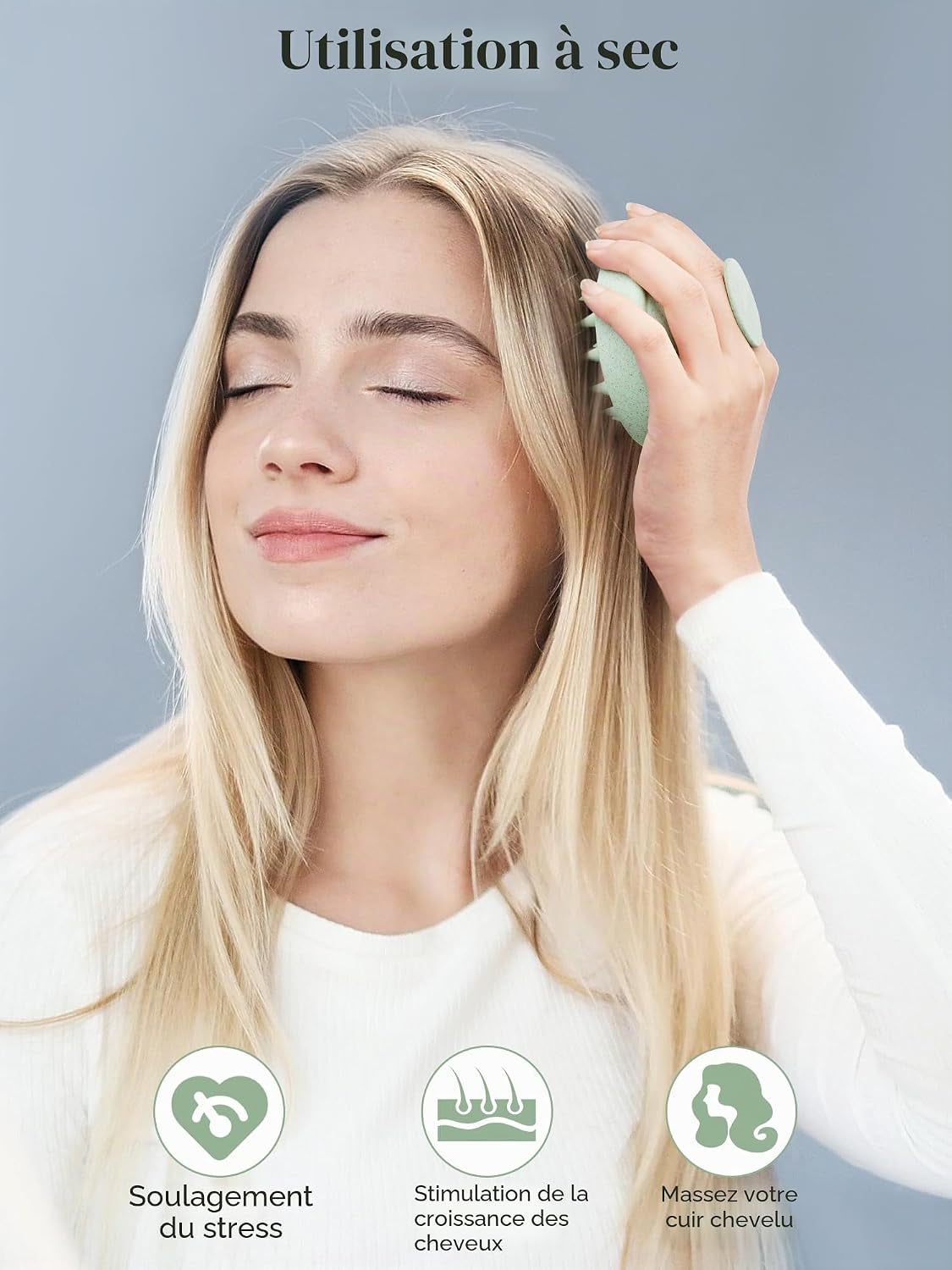 Masseur De Cuir Chevelu Pour La Croissance Des Cheveux, Brosse Pour Cuir Chevelu Avec Poils En Silicone Souple, Épurateur De Cuir Chevelu Pour Cheveux Épais, Fins, Bouclés Et Raides, Vert Menthe