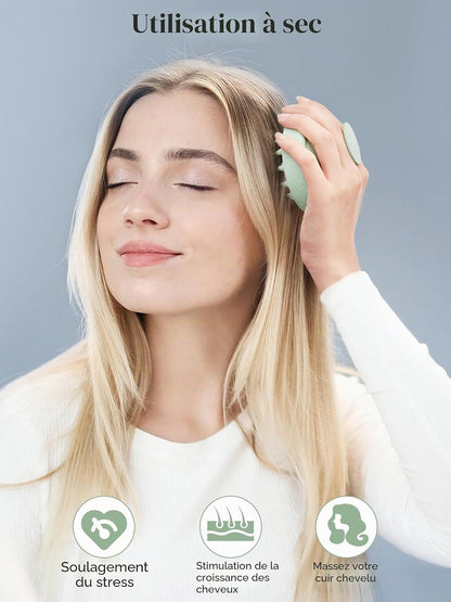 Masseur De Cuir Chevelu Pour La Croissance Des Cheveux, Brosse Pour Cuir Chevelu Avec Poils En Silicone Souple, Épurateur De Cuir Chevelu Pour Cheveux Épais, Fins, Bouclés Et Raides, Vert Menthe