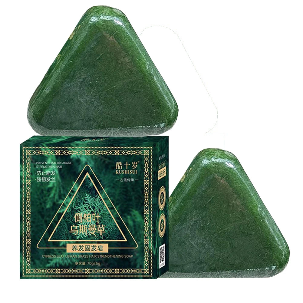 1/2/3PCS Triangle Shampoo Bar, Usman Grass Shampoo Bar,Nature Seven Green Soap Shampoo, Calming & Strengthens Hair for Women Men