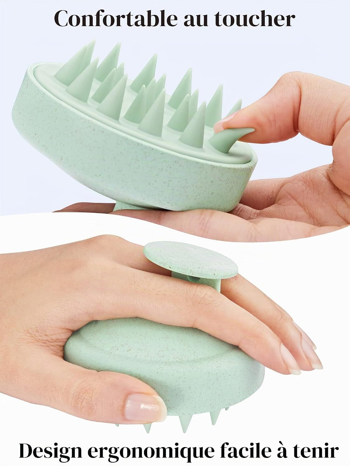 Masseur De Cuir Chevelu Pour La Croissance Des Cheveux, Brosse Pour Cuir Chevelu Avec Poils En Silicone Souple, Épurateur De Cuir Chevelu Pour Cheveux Épais, Fins, Bouclés Et Raides, Vert Menthe