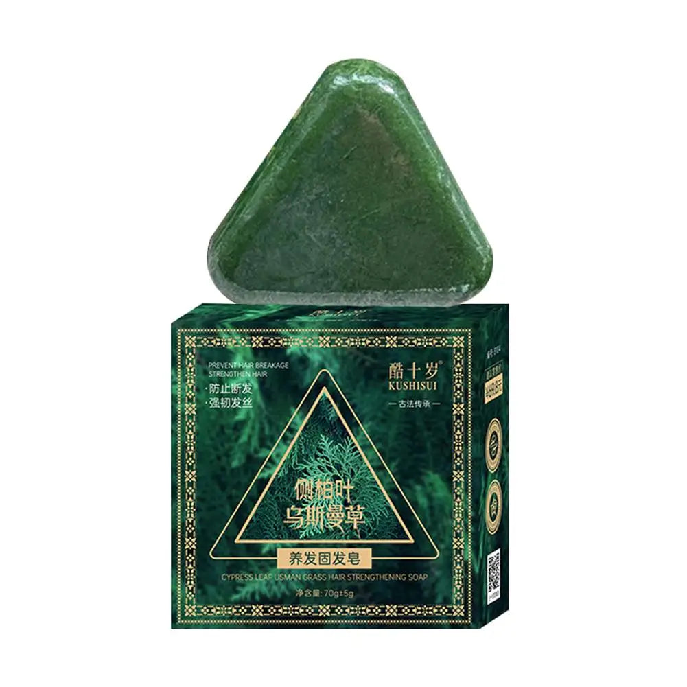 1/2/3PCS Triangle Shampoo Bar, Usman Grass Shampoo Bar,Nature Seven Green Soap Shampoo, Calming & Strengthens Hair for Women Men