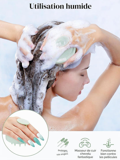 Masseur De Cuir Chevelu Pour La Croissance Des Cheveux, Brosse Pour Cuir Chevelu Avec Poils En Silicone Souple, Épurateur De Cuir Chevelu Pour Cheveux Épais, Fins, Bouclés Et Raides, Vert Menthe