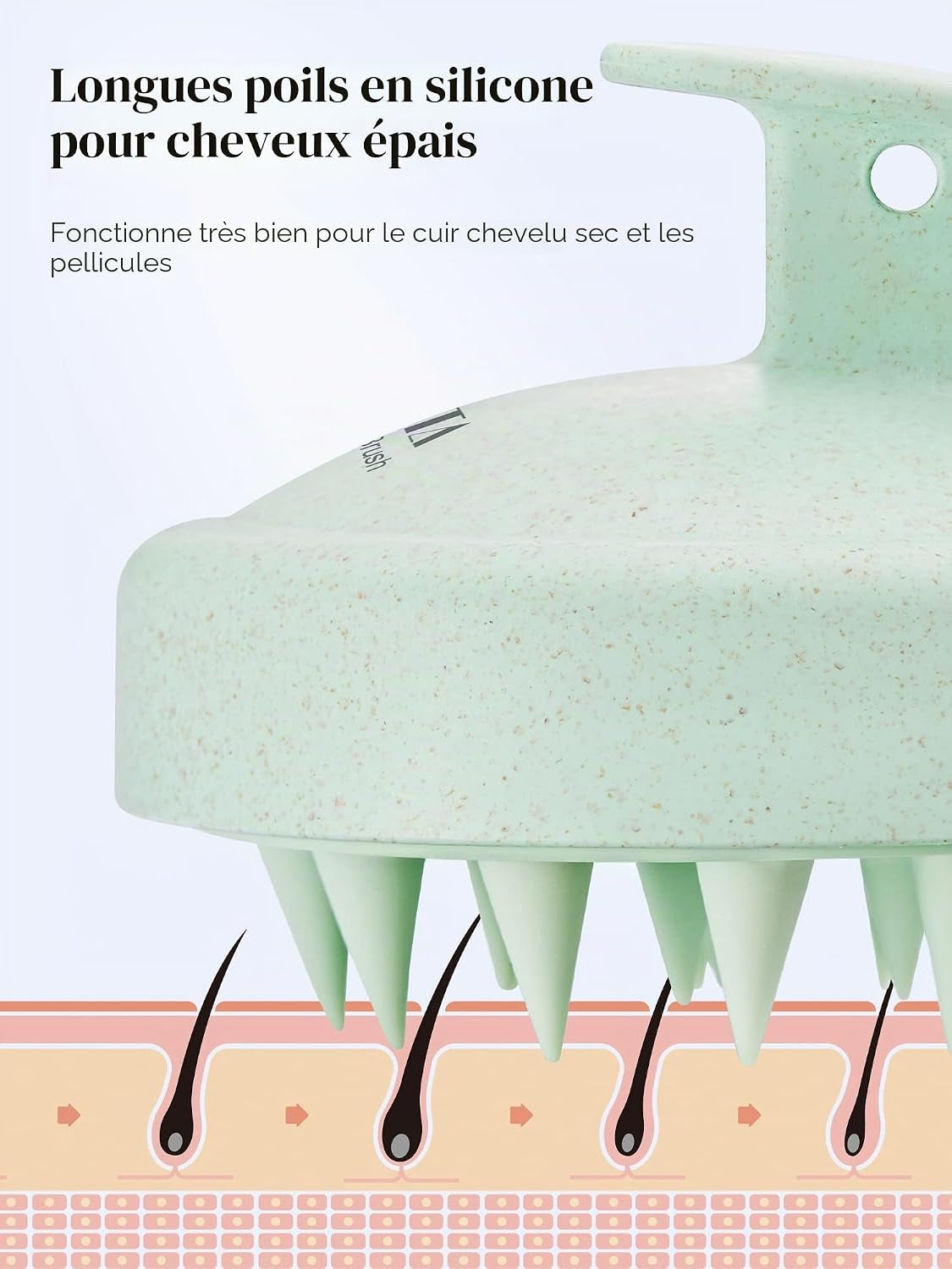 Masseur De Cuir Chevelu Pour La Croissance Des Cheveux, Brosse Pour Cuir Chevelu Avec Poils En Silicone Souple, Épurateur De Cuir Chevelu Pour Cheveux Épais, Fins, Bouclés Et Raides, Vert Menthe